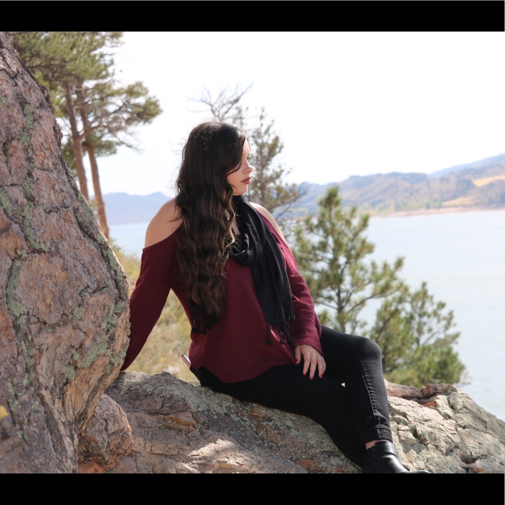 Wine colored long sleeve sweater